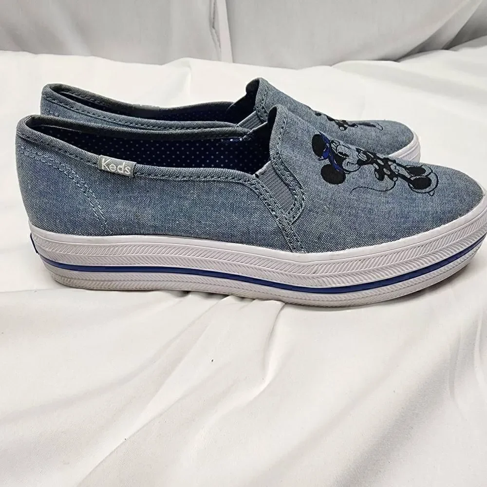 Keds Disney Minnie Mouse Shoes Flats Blue Deck Womens Size 5.5